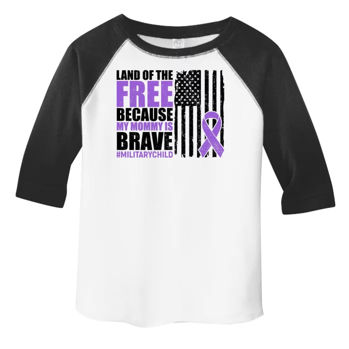 Land Of The Free Because My Mommy Is Brave #Militarychild Toddler Fine Jersey T-Shirt