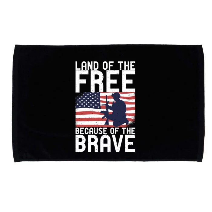 Land Of The Free Because Of The Brave Memorial Day Gift Microfiber Hand Towel