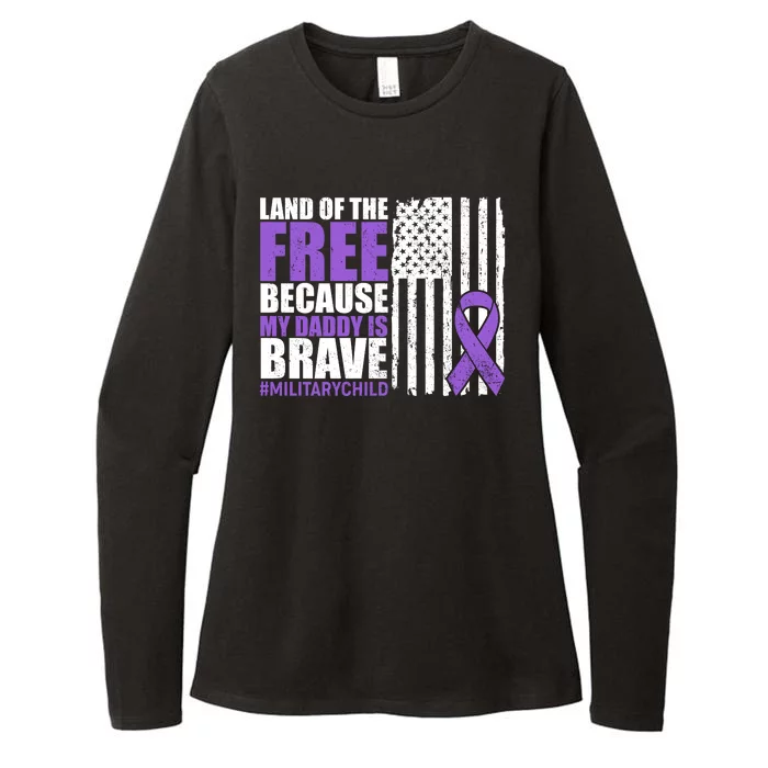 Land Of The Free Because My Daddy Is Brave #Militarychild Womens CVC Long Sleeve Shirt