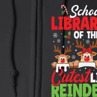 Librarian Of The Cutest Reindeers Christmas School Librarian Full Zip Hoodie