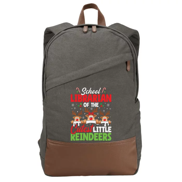 Librarian Of The Cutest Reindeers Christmas School Librarian Cotton Canvas Backpack