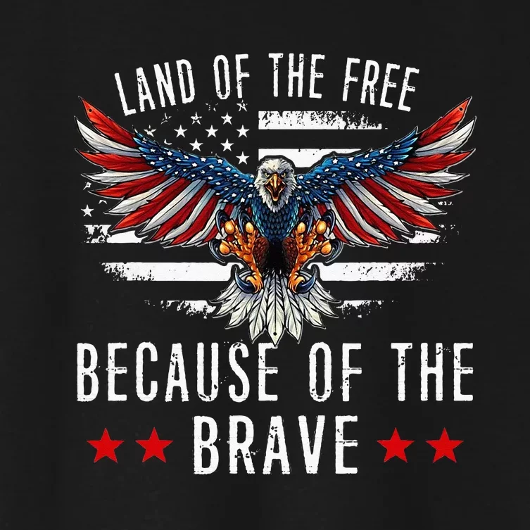 Land Of The Free Because Of The Brave Memorial Day Patriotic Women's Crop Top Tee