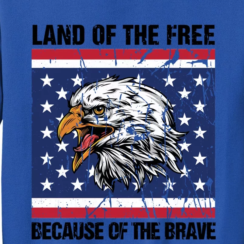 Land Of The Free Because Of The Brave Patriotic Gift Meaningful Gift Tall Sweatshirt