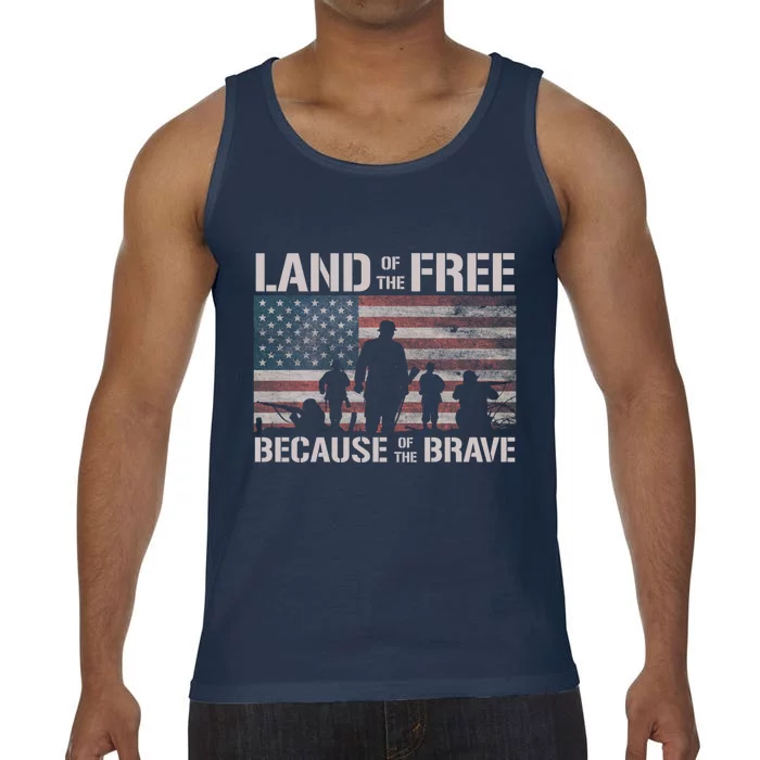 Land Of The Free Because Of The Brave American Flag Meaningful Gift Comfort Colors® Tank Top