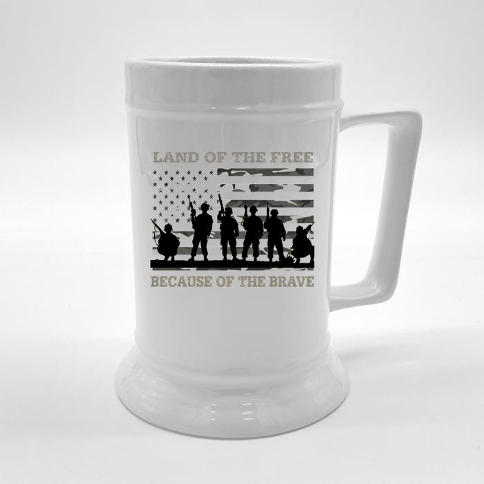 Land Of The Free Because Of The Brave Urban Camo Troops Cute Gift Front & Back Beer Stein