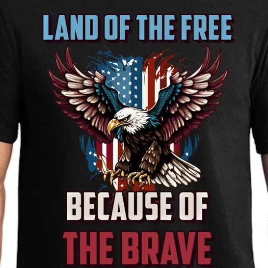 Land Of The Free Because Of The Brave Usa American Patriotic Gift Pajama Set