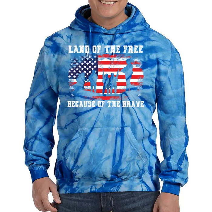 Land Of The Free Because Of The Brave American Flag Meaningful Gift Tie Dye Hoodie