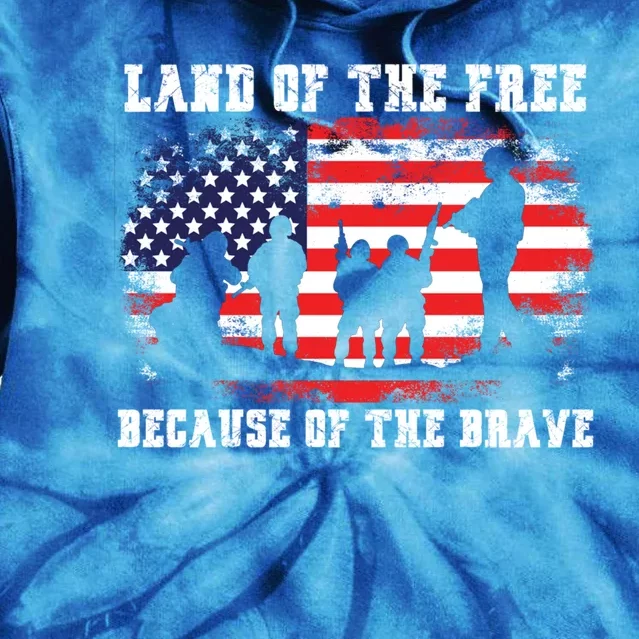 Land Of The Free Because Of The Brave American Flag Meaningful Gift Tie Dye Hoodie