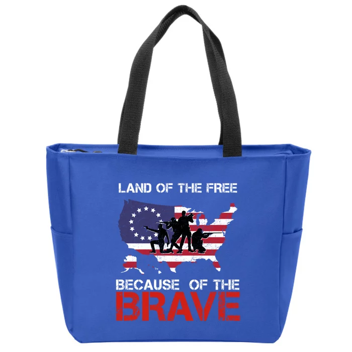 Land Of The Free Because Of The Brave Betsy Ross Flag Gift Zip Tote Bag