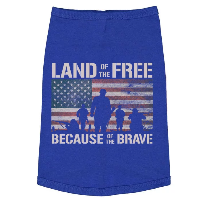 Land Of The Free Because Of The Brave American Flag Gift Doggie Tank