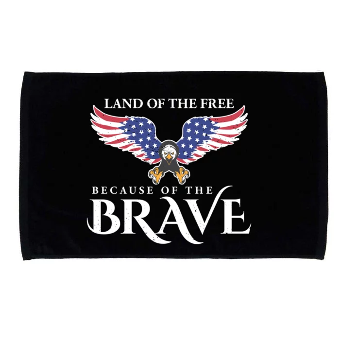 Land Of The Free Because Of The Brave Patriot Usa Gift Microfiber Hand Towel