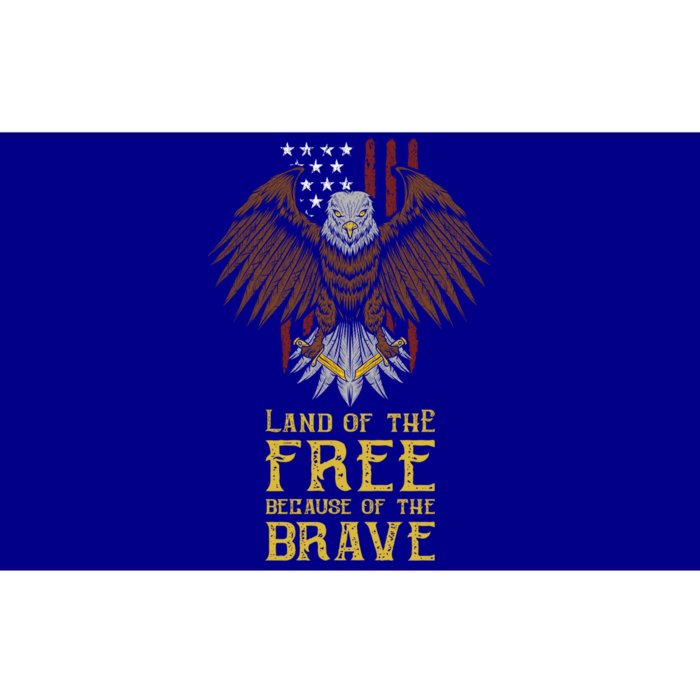 Land Of The Free Because Of The Brave Eagle Over Flag Funny Gift Bumper Sticker