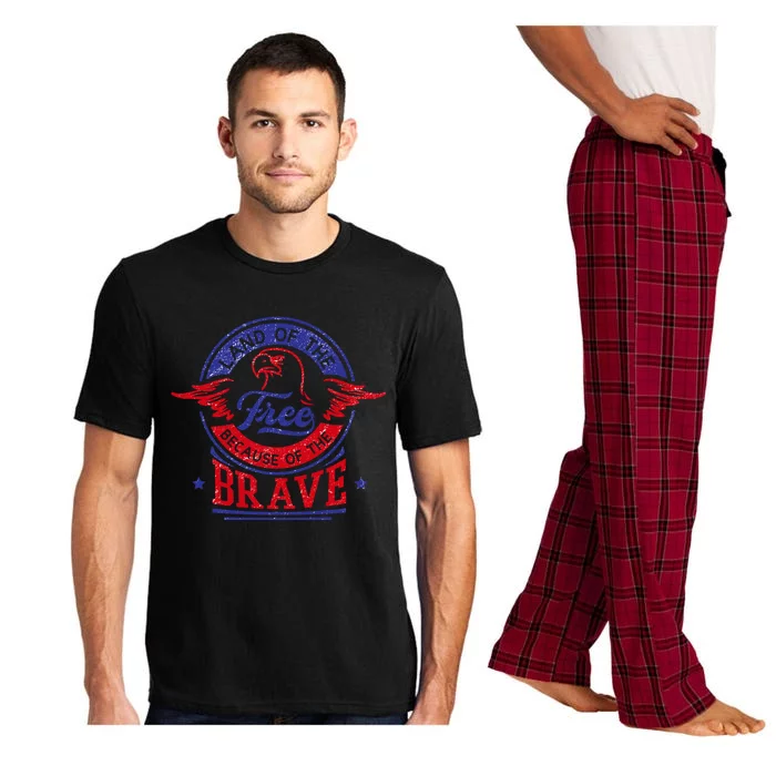 Land Of The Free Because Of The Brave Patriotic Military Meaningful Gift Pajama Set