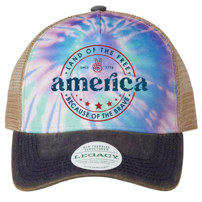 Land Of The Free Because Of The Brave America Since 1776 Legacy Tie Dye Trucker Hat