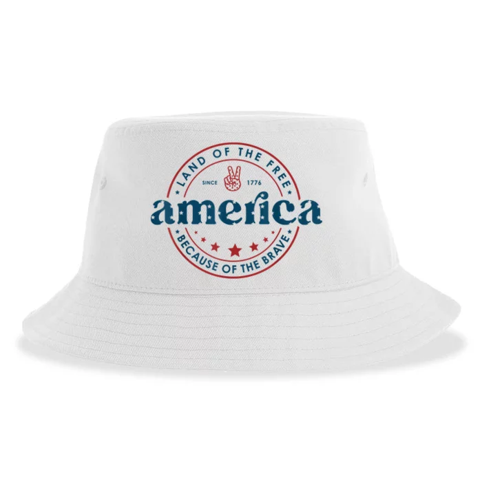 Land Of The Free Because Of The Brave America Since 1776 Sustainable Bucket Hat