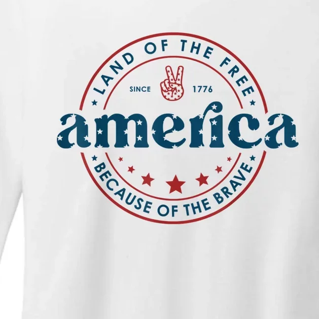 Land Of The Free Because Of The Brave America Since 1776 Womens CVC Long Sleeve Shirt