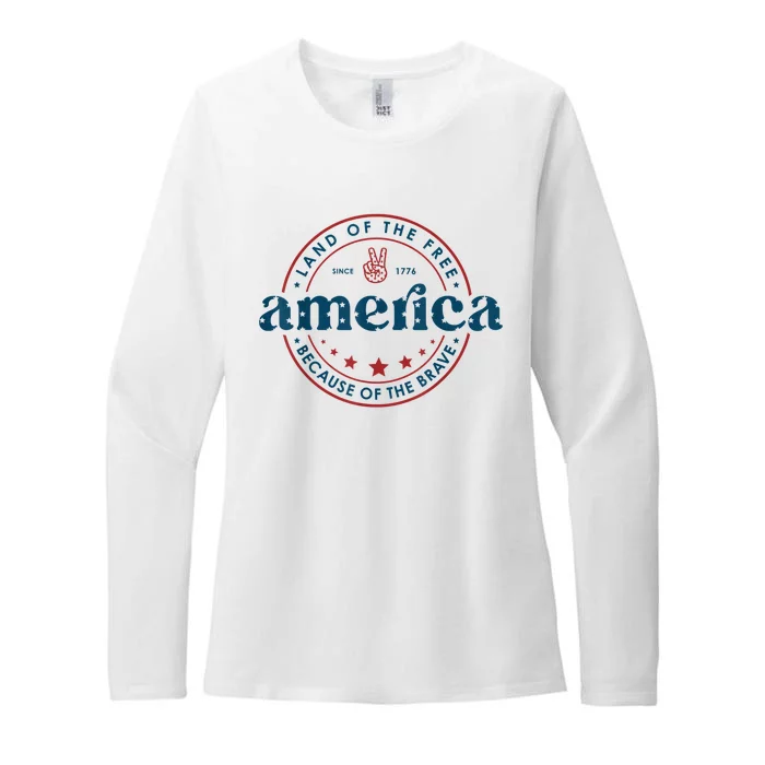 Land Of The Free Because Of The Brave America Since 1776 Womens CVC Long Sleeve Shirt