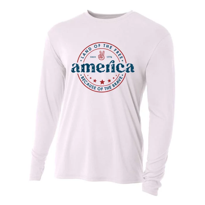 Land Of The Free Because Of The Brave America Since 1776 Cooling Performance Long Sleeve Crew