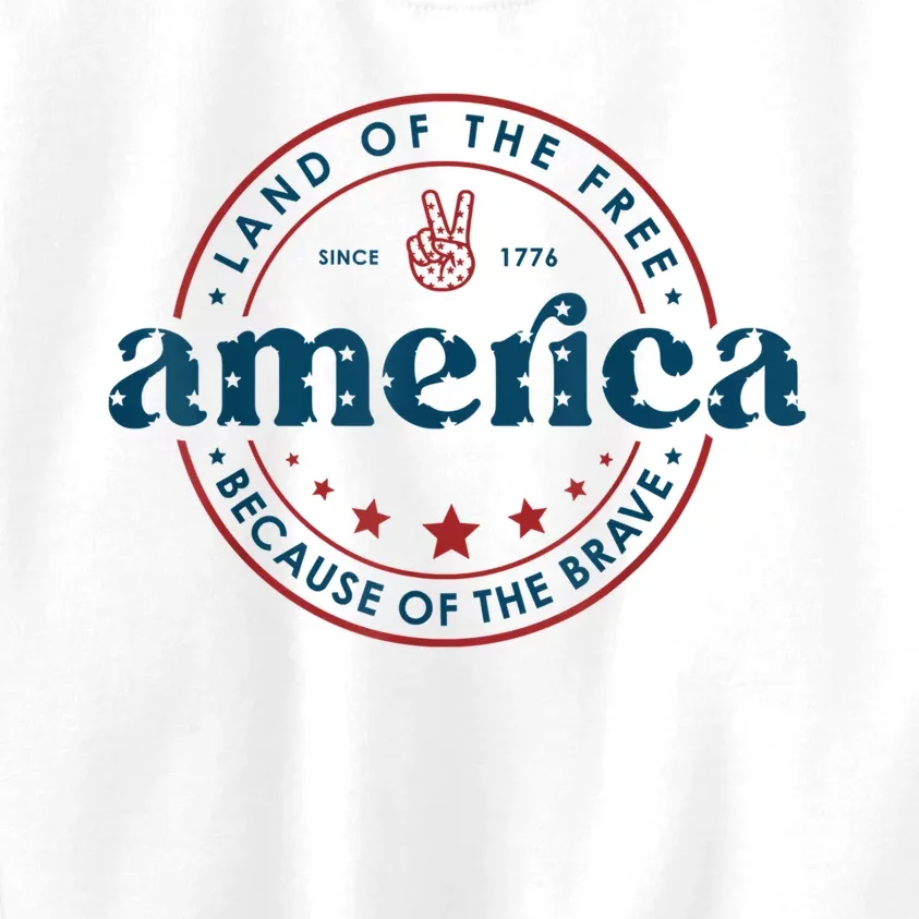 Land Of The Free Because Of The Brave America Since 1776 Kids Sweatshirt