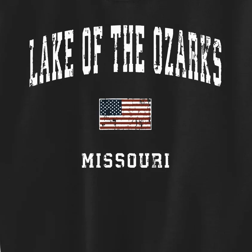 Lake Of The Ozarks Missouri Mo Vintage American Flag Sports Kids Sweatshirt