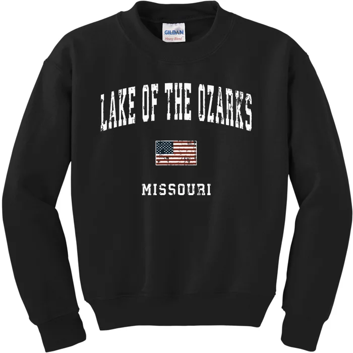 Lake Of The Ozarks Missouri Mo Vintage American Flag Sports Kids Sweatshirt