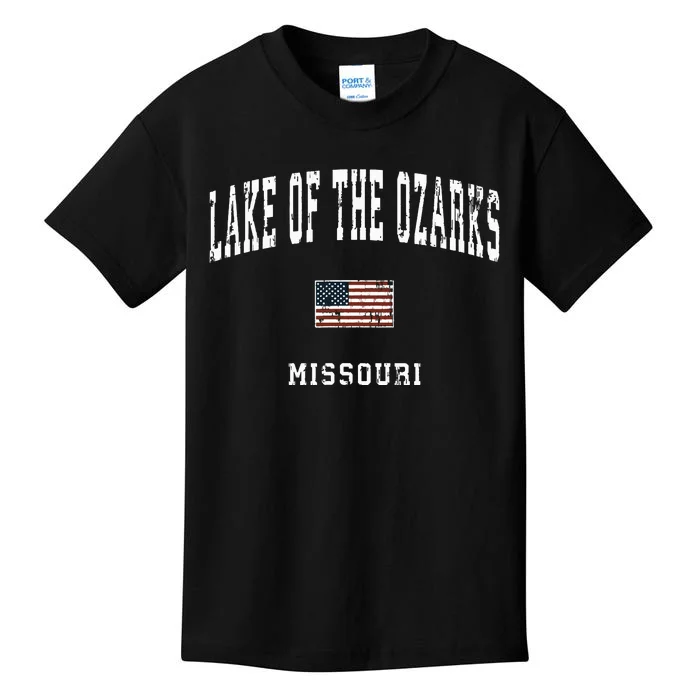 Lake Of The Ozarks Missouri Mo Vintage American Flag Sports Kids T-Shirt