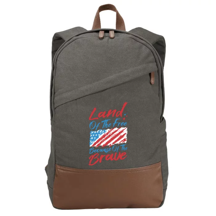 Land Of The Free Because Of The Brave American Flag Cotton Canvas Backpack