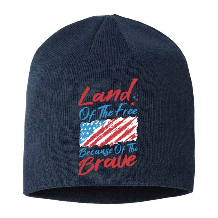 Land Of The Free Because Of The Brave American Flag 8 1/2in Sustainable Knit Beanie