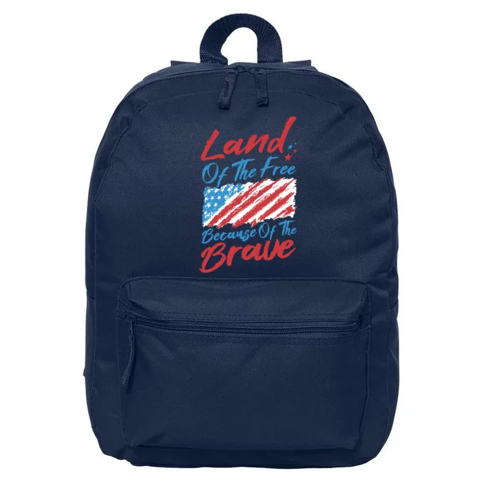 Land Of The Free Because Of The Brave American Flag 16 in Basic Backpack