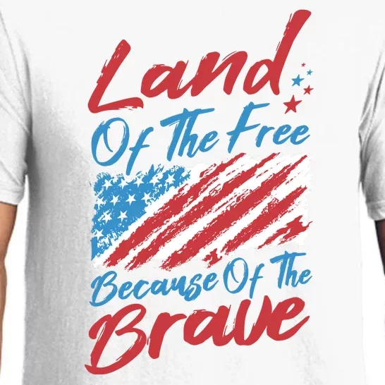 Land Of The Free Because Of The Brave American Flag Pajama Set