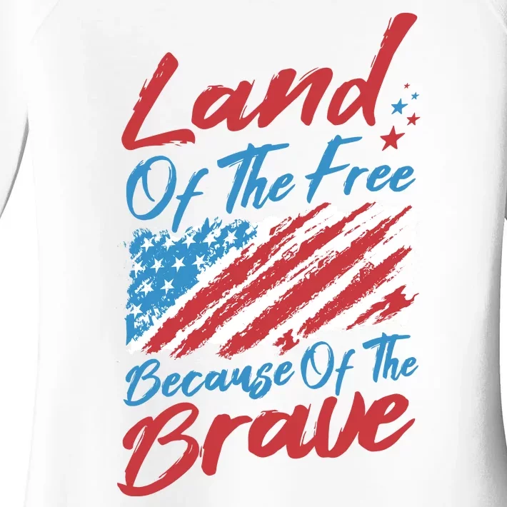 Land Of The Free Because Of The Brave American Flag Women's Perfect Tri Tunic Long Sleeve Shirt