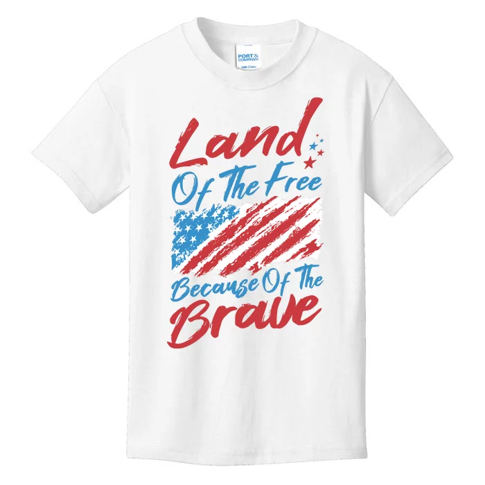 Land Of The Free Because Of The Brave American Flag Kids T-Shirt