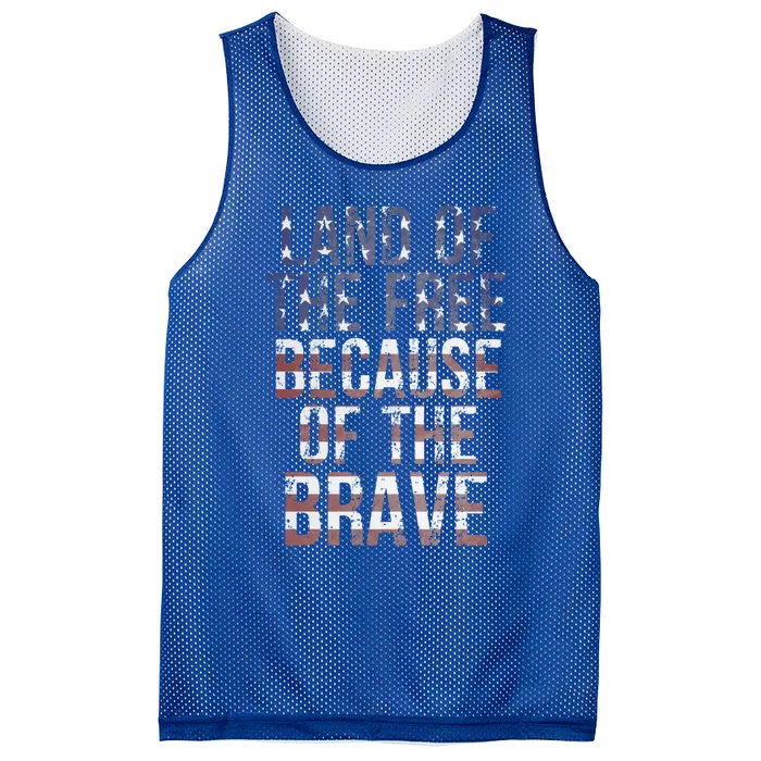 Land Of The Free Because Of The Brave Veterans American Flag Great Gift Mesh Reversible Basketball Jersey Tank