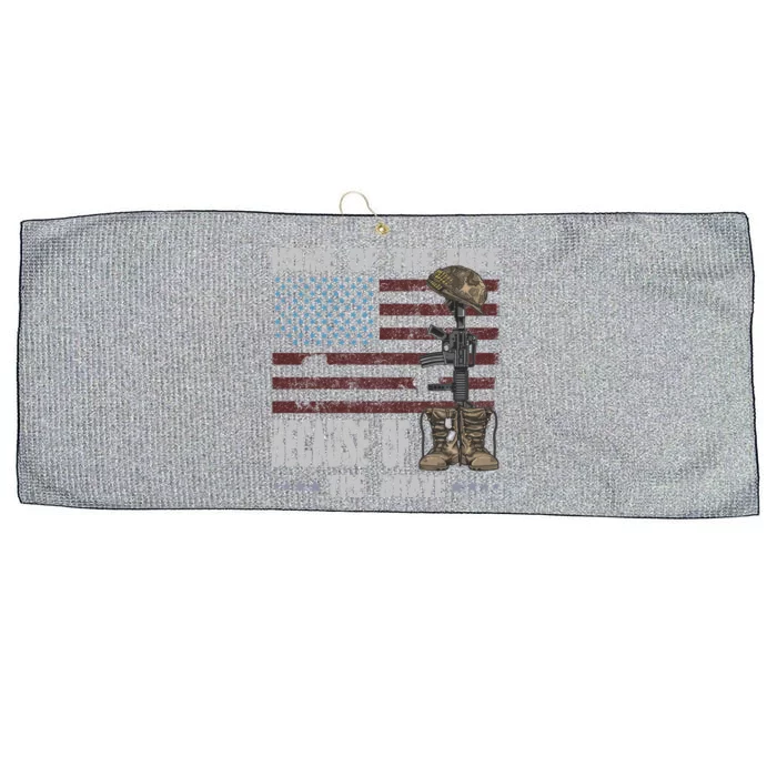 Land Of The Free Because The Brave Distress Veteran Us Flag Gift Large Microfiber Waffle Golf Towel