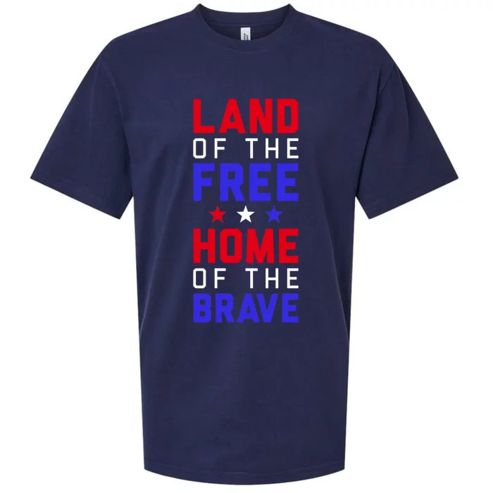 Land Of The Free Home Of The Brave Flag Patriotic Great Gift Sueded Cloud Jersey T-Shirt