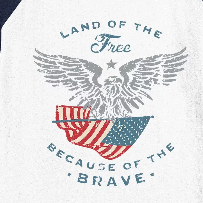 Land of the Free America Eagle 4th of July Gifts Baseball Sleeve Shirt