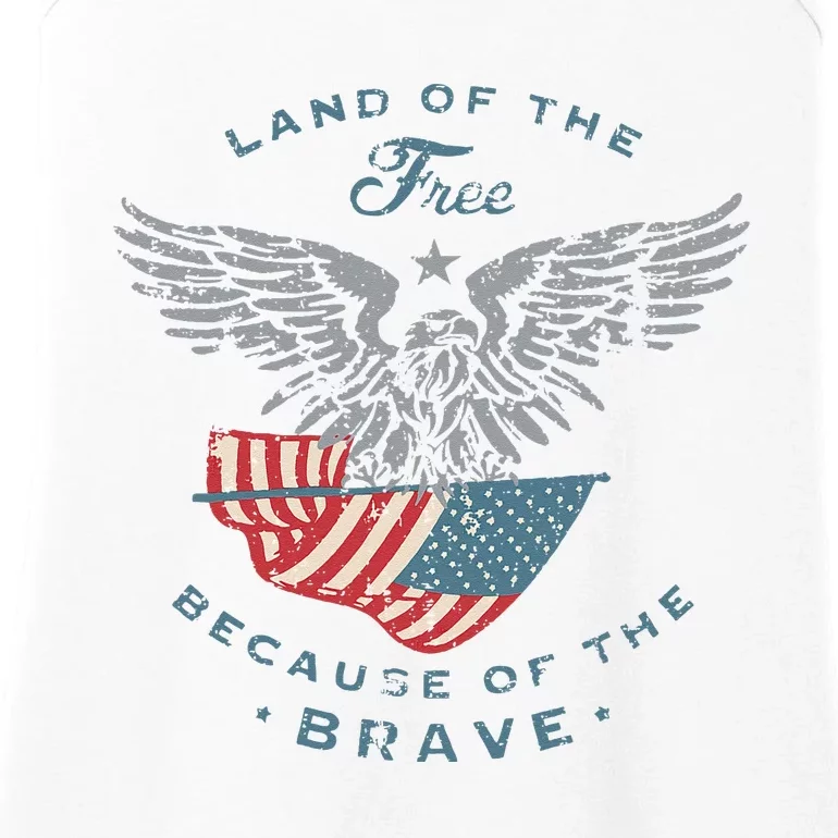 Land of the Free America Eagle 4th of July Gifts Ladies Essential Tank