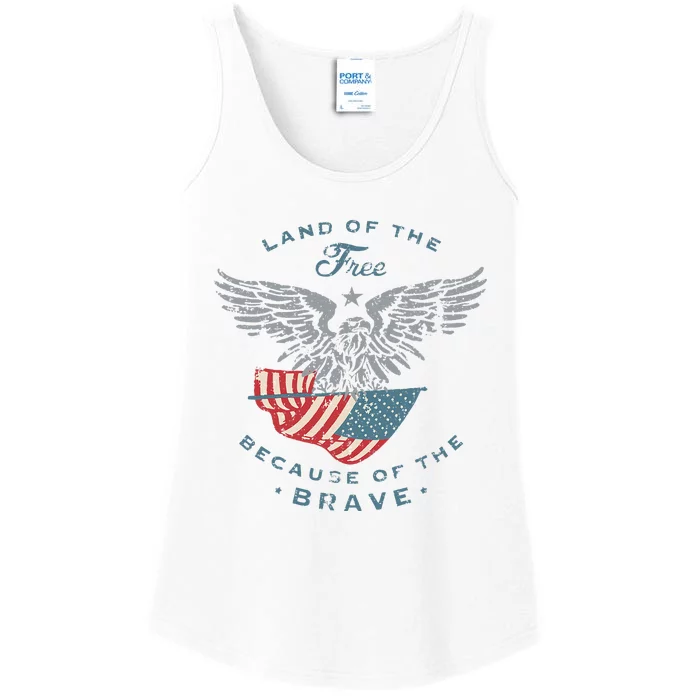 Land of the Free America Eagle 4th of July Gifts Ladies Essential Tank