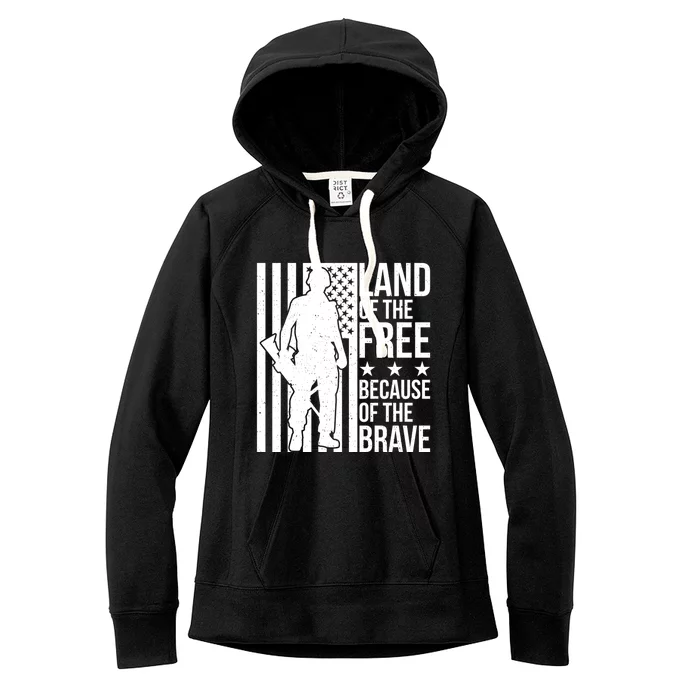 Land Of The Free Because Of The Brave Memorial Day Gift Women's Fleece Hoodie