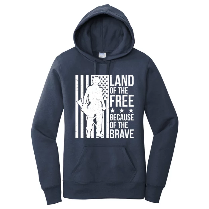 Land Of The Free Because Of The Brave Memorial Day Gift Women's Pullover Hoodie