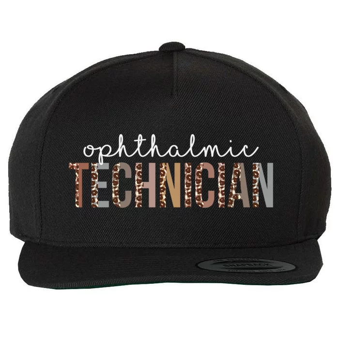 Leopard Ophthalmic Technician Appreciation Healthcare Worker Gift Wool Snapback Cap