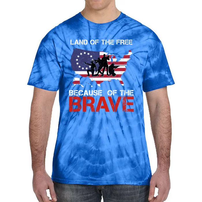 Land Of The Free Because Of The Brave Betsy Ross Flag Gift Tie-Dye T-Shirt