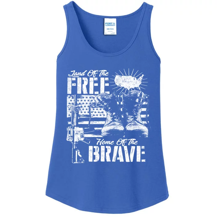 Land Of The Free Home Of The Brave Funny Gift Ladies Essential Tank