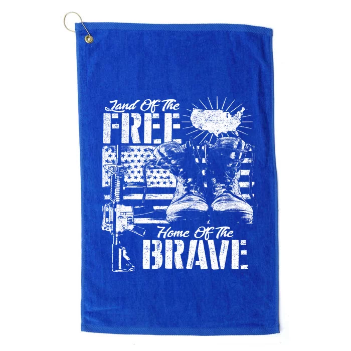 Land Of The Free Home Of The Brave Funny Gift Platinum Collection Golf Towel