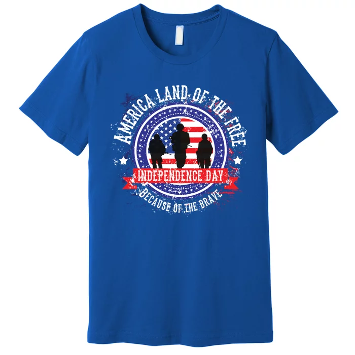 Land Of The Free Because My Dad Is Brave Gift Military Dad Gift Premium T-Shirt