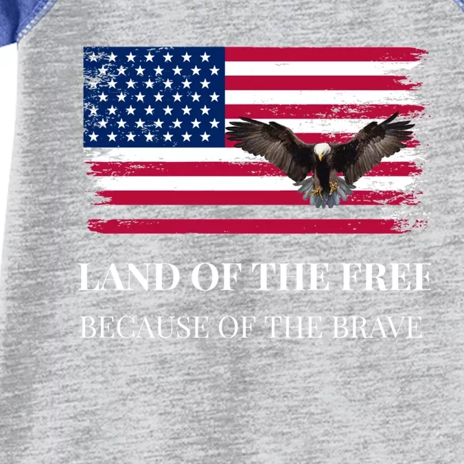 Land Of The Free Because Of The Brave Memorial Day Usa Flag Great Gift Infant Baby Jersey Bodysuit