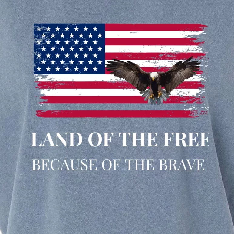 Land Of The Free Because Of The Brave Memorial Day Usa Flag Great Gift Garment-Dyed Women's Muscle Tee