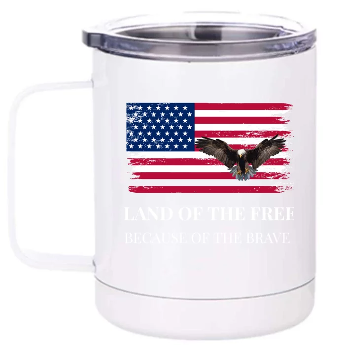 Land Of The Free Because Of The Brave Memorial Day Usa Flag Great Gift Front & Back 12oz Stainless Steel Tumbler Cup