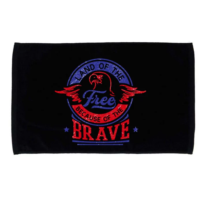 Land Of The Free Because Of The Brave Patriotic Military Gift Microfiber Hand Towel