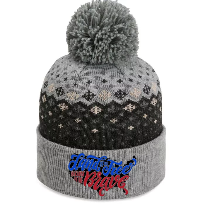 Land Of The Free Because Of The Brave USA America The Baniff Cuffed Pom Beanie